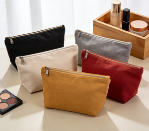 Custom Logo Printed Canvas Zipper Makeup Bag Luxury Cotton Small Canvas Coin Pouch Travel Cosmetic Bag Pencil Pouch - Product Image 1