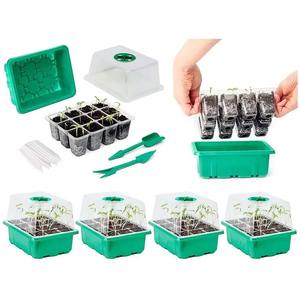 Caja de cultivo de 12 celdas con cubierta superior y luz de crecimiento, maceta para germinación de plántulas con LED de espectro completo para promoción del crecimiento - Product Image 3