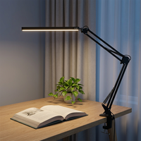 Lampe de bureau à pince pour salle de lecture, bras flexible réglable, LED, simple, personnalisable, protection oculaire, intensité variable, aluminium, moderne