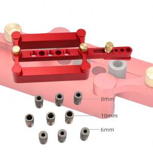 TEBAK W-128 3in1自定心定位架木工木工孔钻导向装置，带1/4 5/16 3/8英寸定位器工具 - Product Image 3