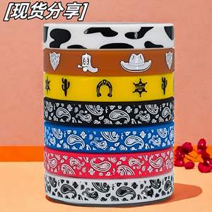 Pulsera de silicona estilo vaquero del oeste, redonda, no tóxica, joyería para fiestas, decoraciones de cumpleaños para niños - Product Image 2