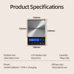 Échantillon disponible, balance de cuisine numérique électrique avec écran LCD rétroéclairé bleu, fonction tare, unités PCS, pour mesurer les aliments. - Product Image 2