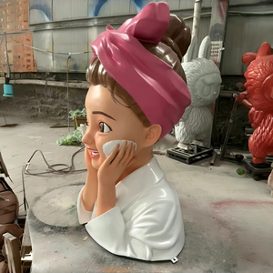 Statue <span class=keywords><strong>de</strong></span> buste <span class=keywords><strong>de</strong></span> fille en fibre <span class=keywords><strong>de</strong></span> verre, personnage féminin mignon qui cligne des yeux, pour salon <span class=keywords><strong>de</strong></span> beauté, spa, boutique - Product Image 4