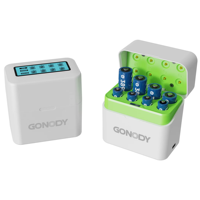Support de charge de piles AA/AAA 8 emplacements compatible avec les piles lithium-ion 1,5 V et Ni-MH 1,2 V, avec écran LCD intégré et port USB Type-C