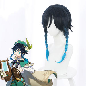Peluca de <span class=keywords><strong>Cosplay</strong></span> Ainizi de 45 cm con Doble Trenza, Nueva Llegada de <span class=keywords><strong>Venti</strong></span> de Genshin Impact para Chicas - Product Image 5