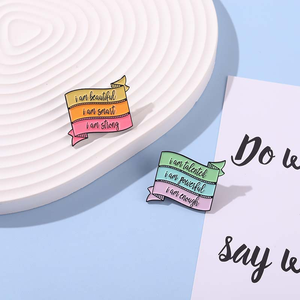 Semplice e rinfrescante inglese citazioni motivazionali serie-spilla in metallo verniciato lega per la decorazione di vestiti e borse - Product Image 5