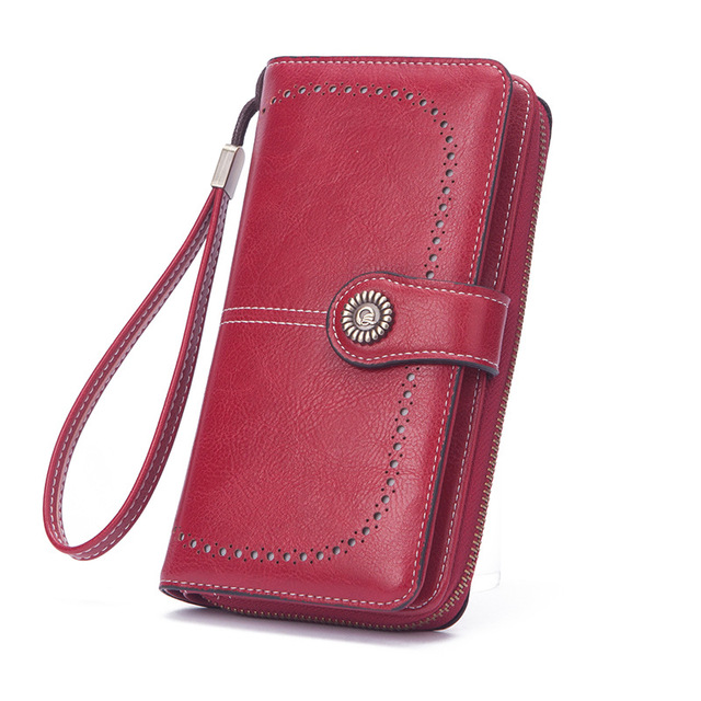 New Vintage Oil Wax Leather Mobile Phone Girl Wallet Cash Credit Card Holder Women Wallet