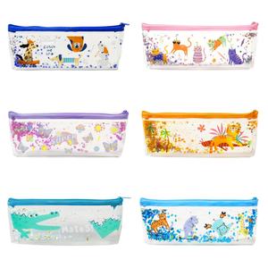 กล่องดินสอ PVC ใสพร้อมซิปสำหรับเด็กและนักเรียนดีไซน์รูปสัตว์น่ารักอุปกรณ์จัดระเบียบเครื่องเขียนแบบใสมีกากเพชร - Product Image 2