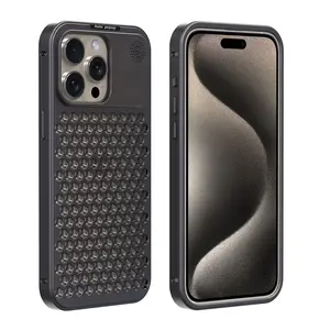 R-JUST new metal phone case for iphone15promax 15pro titanium gold aluminum alloy aroma cooling case for iPhone 14promax 14pro