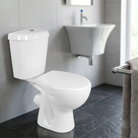 Ensemble de toilette et d'évier à double chasse d'eau avec piège en P en céramique monté au sol