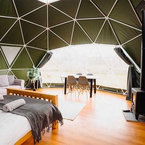 Prairie สไตล์สดชื่นโรงแรม geodesic เต็นท์โดม glamping ติดตั้งง่าย 10 คนอาศัยเต็นท์โดมห้องนอนคู่ด้วยเหล็ก Q235 - Product Image 3