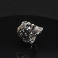 Bague pour homme vintage pharaon 925 argent punk tissé bague de mariage Thunderfit en silicone bague de fiançailles Opp sac/sac à fermeture éclair BFLY