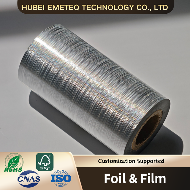 Free Sample Brushed Metal Finish Holographic Silver Foil Hologram Film Cold Foil Hot Foil Holographic Lamination Film ForPackage
