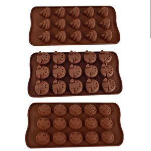 Moule à chocolat en silicone 15 cavités, tête de cochon, visage souriant, pour pâtisserie, gâteau, fondant, bac à glaçons, pour desserts DIY - Product Image 2