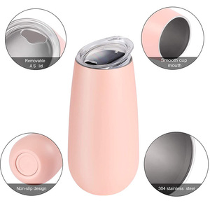 Tazas de acero inoxidable personalizables GC de 6OZ con asa, botellas de agua de doble pared/tazas, bonitas tazas térmicas, tapas, accesorio - Product Image 1
