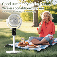 Ventilateur de table électrique rechargeable avec veilleuse, cinq vitesses, en plastique, pour un confort domestique, alimenté par batterie, télécommande mécanique