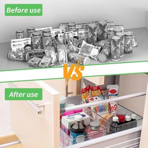 Contenedores Apilables Transparentes de Plástico PET para Organizar Alimentos, con Asas, Divisores Extraíbles, Diseño Moderno Moldeado por Inyección, Sostenibles para Despensa - Product Image 4