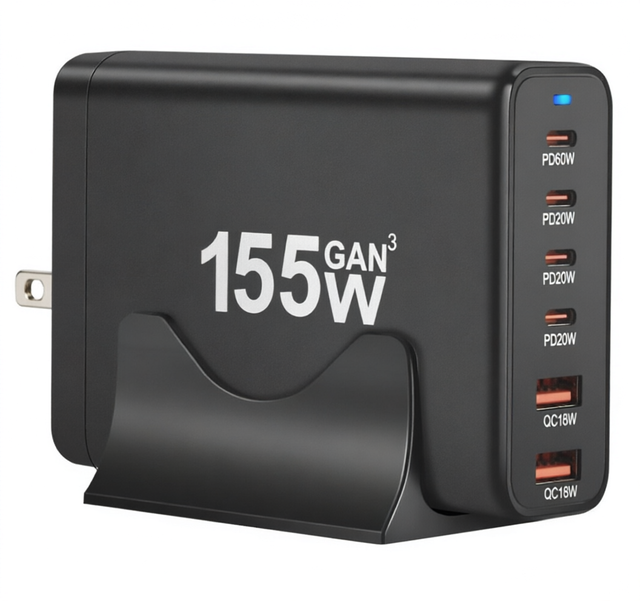 Phone Accessories Luxury Gan Charger EU UK AU USA Plug Mobile Phone Desktop Fast Charger Multiport Custom Logo 155W Gan Charger