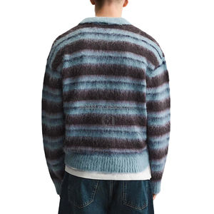 Pulls en tricot personnalisés à rayures et col rabattu en polyester/acrylique/nylon/<span class=keywords><strong>laine</strong></span> d'<span class=keywords><strong>alpaga</strong></span> Pull d'hiver décontracté et chaud pour hommes - Product Image 2