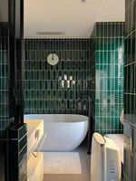 Bande de carreaux de céramique vert foncé cuisine toilette salle de bain fissure de glace tout porcelaine art brique murale de couleur unie