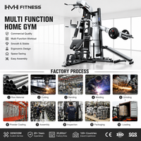 Machine de musculation multi-stations tout-en-un 3 postes, 50+ fonctions, pile de poids 80 kg, corps entier, acier au carbone Q235, charge 450 kg, usage commercial