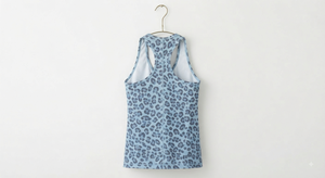 Camiseta sin mangas con estampado de leopardo para mujer, blusa elástica con espalda cruzada, ropa informal para uso diario, transpirable, cuello redondo, ajuste holgado - Product Image 4