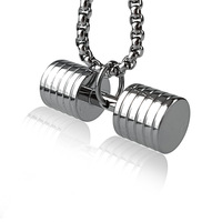 Collier tendance pour homme en acier inoxydable avec pendentif haltère et chaîne en bambou, style sportif printanier, accessoires de mode en gros