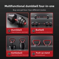 Haltères pour hommes, entraînements à domicile, poids réglables 20 kg/50 kg, ensemble combiné barre de musculation et kettlebell en béton, revêtement en caoutchouc antidérapant