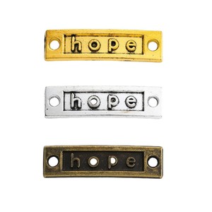 Connecteur rectangulaire en alliage à deux trous avec inscription « Hope » pour bracelets d'amitié motivants - Product Image 5