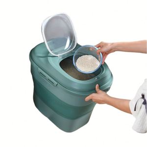 Dog Pet Cat Food Plastic Leakproof Sealable Storage Bin Kitchen <b>Flour</b> Dispenser Collapsible Cereal Rice Food Storage <b>Container</b> - Product Image 4