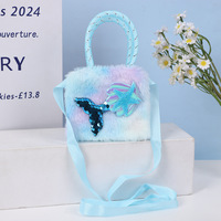 Sac à bandoulière en peluche motif dessin animé, mignon et tendance, avec porte-monnaie, porte-cartes à long cordon et étui pour écouteurs