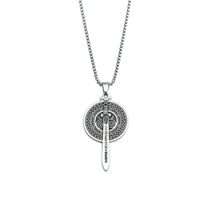 Collier pendentif épée et bouclier Viking pour hommes, en acier inoxydable, couleur or argent, Design Vintage, bijoux cadeau - Product Image 5