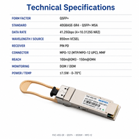 Module optique QSFP SR4 40G 850nm 100m, module émetteur-récepteur QSFP BIDI multimode LC, commutateur Ethernet Cisco