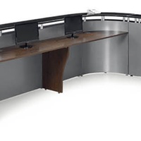 Créez votre propre logo, table de prix, comptoir de hall, bureau de réception étroit