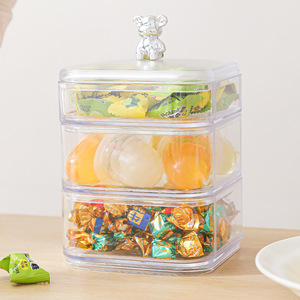 Bear Shaped Layered Snack Box With Drawer Compartments Dustproof Lid Large Capacity Kitchen Storage For Candy And Dried Fruit - Product Image 1