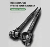 Clé à cliquet double tête V-strong pour échafaudage, chromée, industrielle, noire, forgée, métrique 17-19-21mm, OEM, fabriquée en Chine