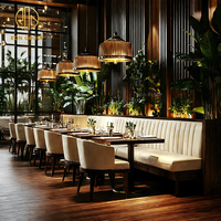 Mobilier de restaurant en bois pour café et bar : banquette, chaises et table, ensemble canapé-banc