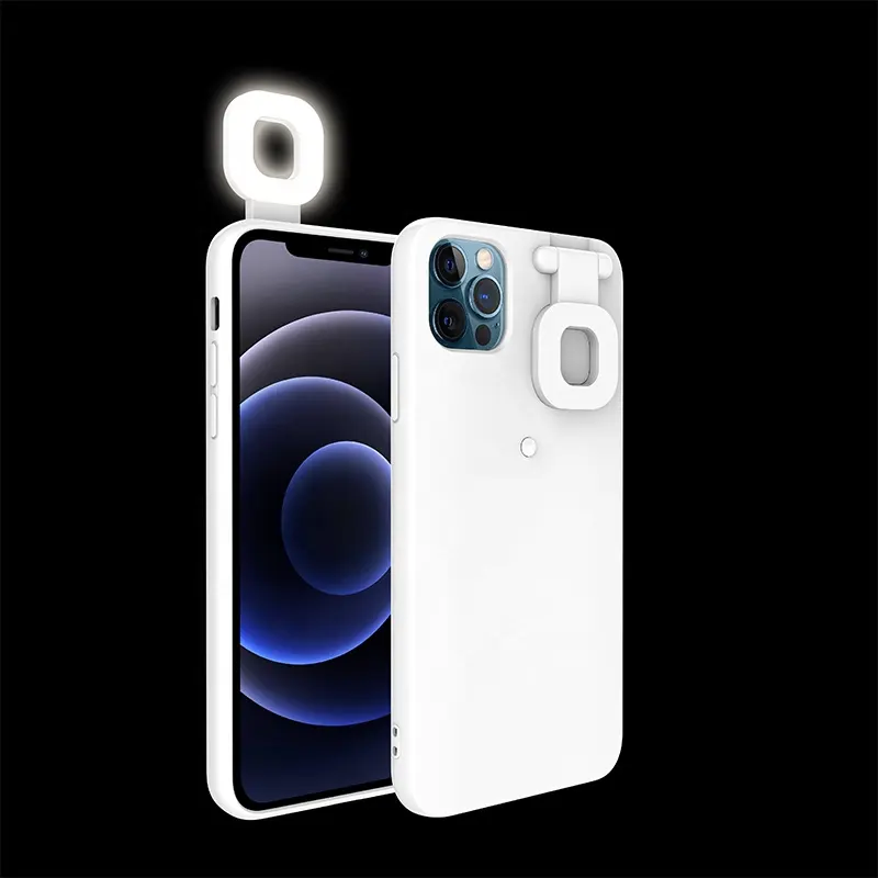Selfie אור עד מקרה טלפון עבור iPhone, LED מואר למלא אור כיסוי