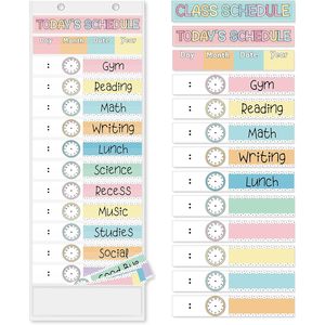 Tabla de horarios diarios de bolsillo de 13 x 35.5 pulgadas, tablero visual colorido con 24 tarjetas para la gestión del tiempo - Product Image 1
