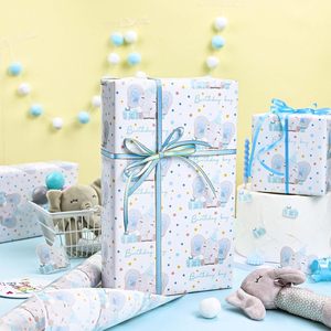 Maypluss Baby Boy Wrapping Paper Roll 17 Inch X 33 Feet Blue Elephant Theme Birthday Gift <b>Wrap</b> Eco Friendly Craft Paper - Product Image 2