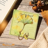 Pembatas Buku Daun Baru Vintage Kelas Atas Ginkgo Lucky Clover Buatan Tangan Eksklusif Gaya Kuno Multi-Fungsi Cetakan Gravure Logam