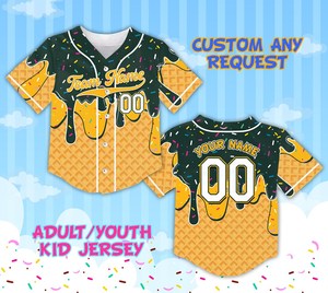 Camiseta de equipo de goteo de helado con número de nombre personalizado, camiseta de goteo de Color personalizado, camiseta de equipo de pelota a juego familiar, traje de verano - Product Image 3