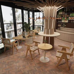Einfaches Esszimmer- und Café-Tisch-und-Stuhl-Set aus Massivholz für Restaurants, Imbisse, Milchtee-Läden und Cafés mit Kleinen Runden oder Quadratischen Tischen - Product Image 2