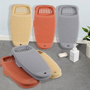 Plastic Washboard Blue And Coral For Home Use With Ribbed Surface For Scrubbing Clothes And Socks - Product Image 2