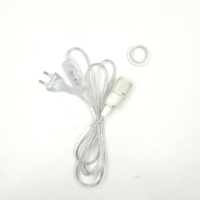 Prise transparente de spécification européenne + interrupteur transparent 303 + support de lampe blanc E14 à demi-étaiement avec anneau simple