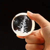 Boule de cristal gravée au laser 3D de haute qualité, motif personnalisé, base d'arbre de Noël, souvenir de vacances, cadeau