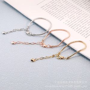 <b>Snake</b> <b>Chain</b> Lobster Clasp Adjustable Bracelet 16 Cm Rose Gold White Kkc Plated Copper Jewelry Finding Accessory For Beads - Product Image 1