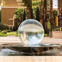 Fontaine d'eau extérieure de sphère d'acier inoxydable de jardin en métal à la mode de mode