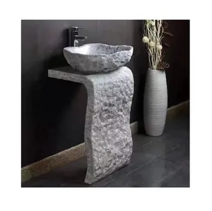 Évier de lavabo à main en pierre de marbre, blanc, gris naturel, 15 w, moderne