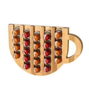Soporte de madera para bolsas de café y té, soporte de pared de bambú para cápsulas de café, soporte para cápsulas con capacidad, soporte para bolsas de café en forma de taza - Product Image 3